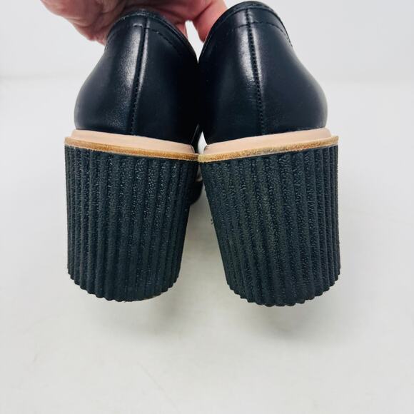 Dolce Vita Black Leather Chain Wedge Loafers Platform Heels Women’s Size 9 - Picture 10 of 14